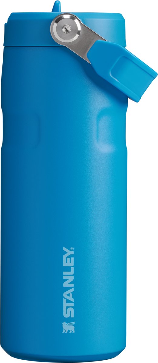 Bouteille d'eau Stanley Flip Straw 2.0 avec paille 0,47 l - 10 heures froides - 2 jours froides avec de la glace - gourde en acier inoxydable - sans BPA - étanche - passe au lave-vaisselle - azur