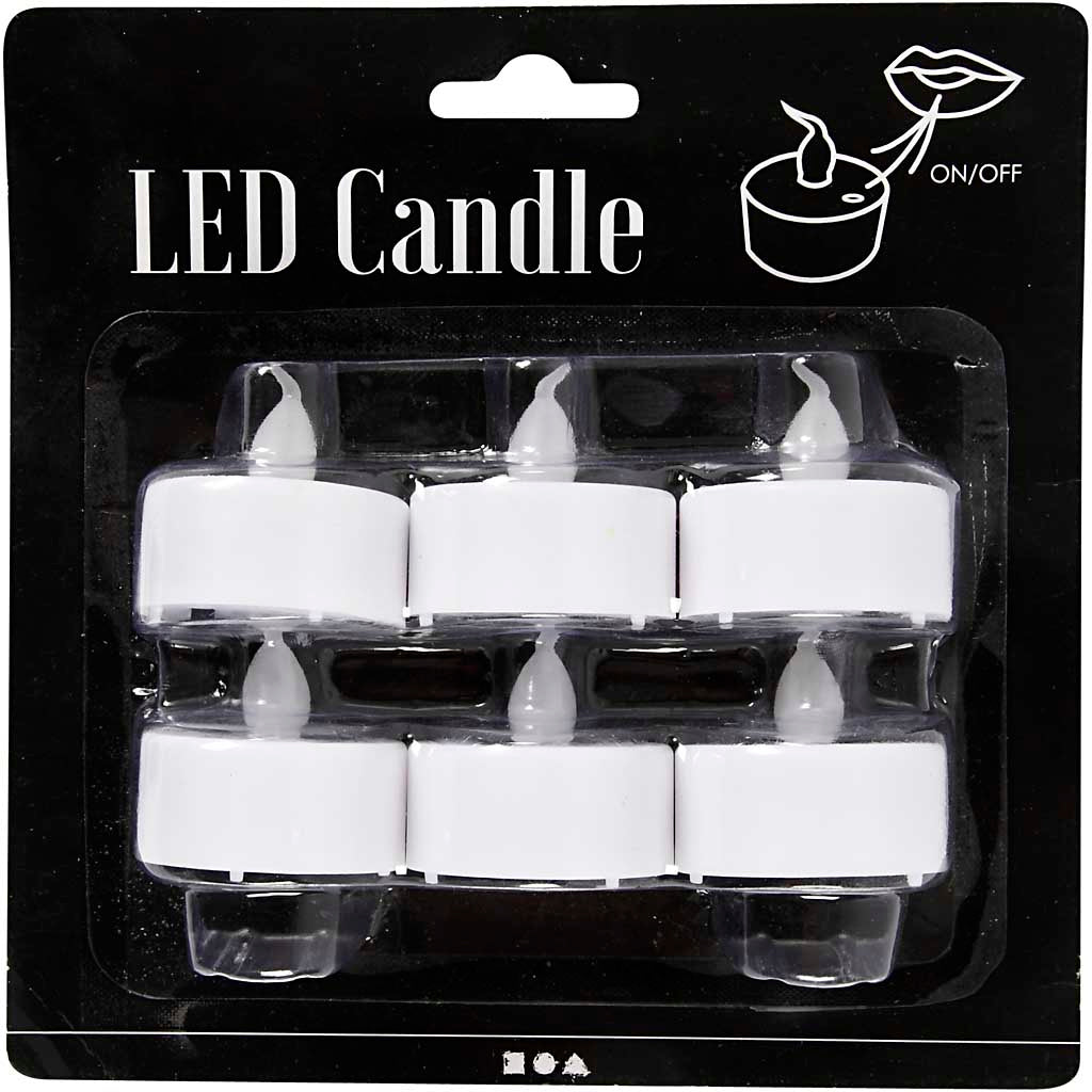Creativ company Bougie chauffe-plat LED, h : 35 mm, d 38 mm, 6 pièces 1 boîte