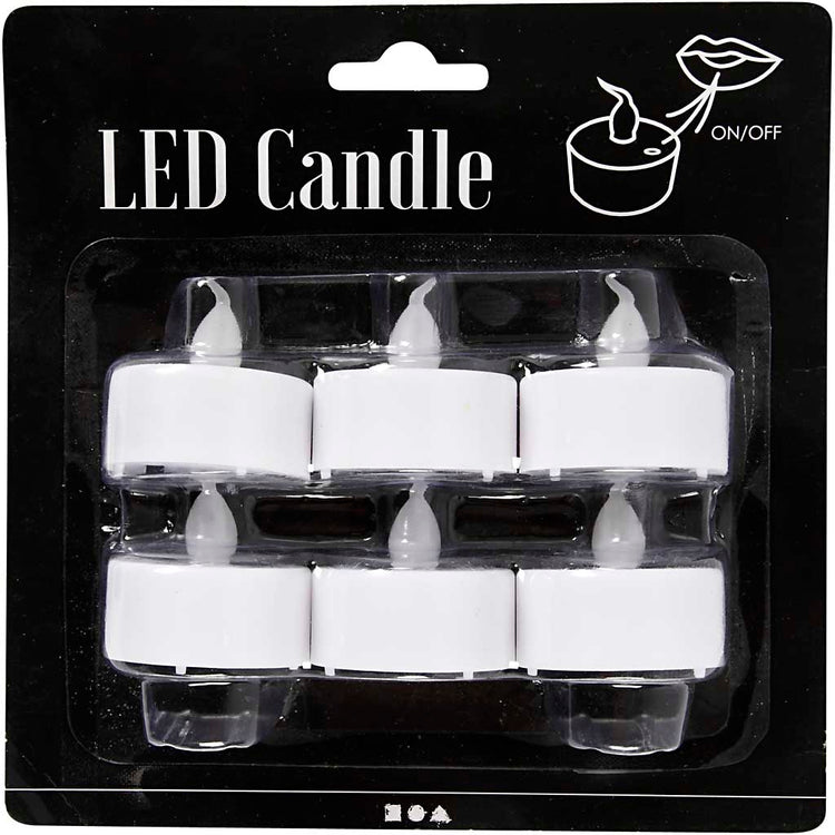 Creativ company Bougie chauffe-plat LED, h : 35 mm, d 38 mm, 6 pièces 1 boîte