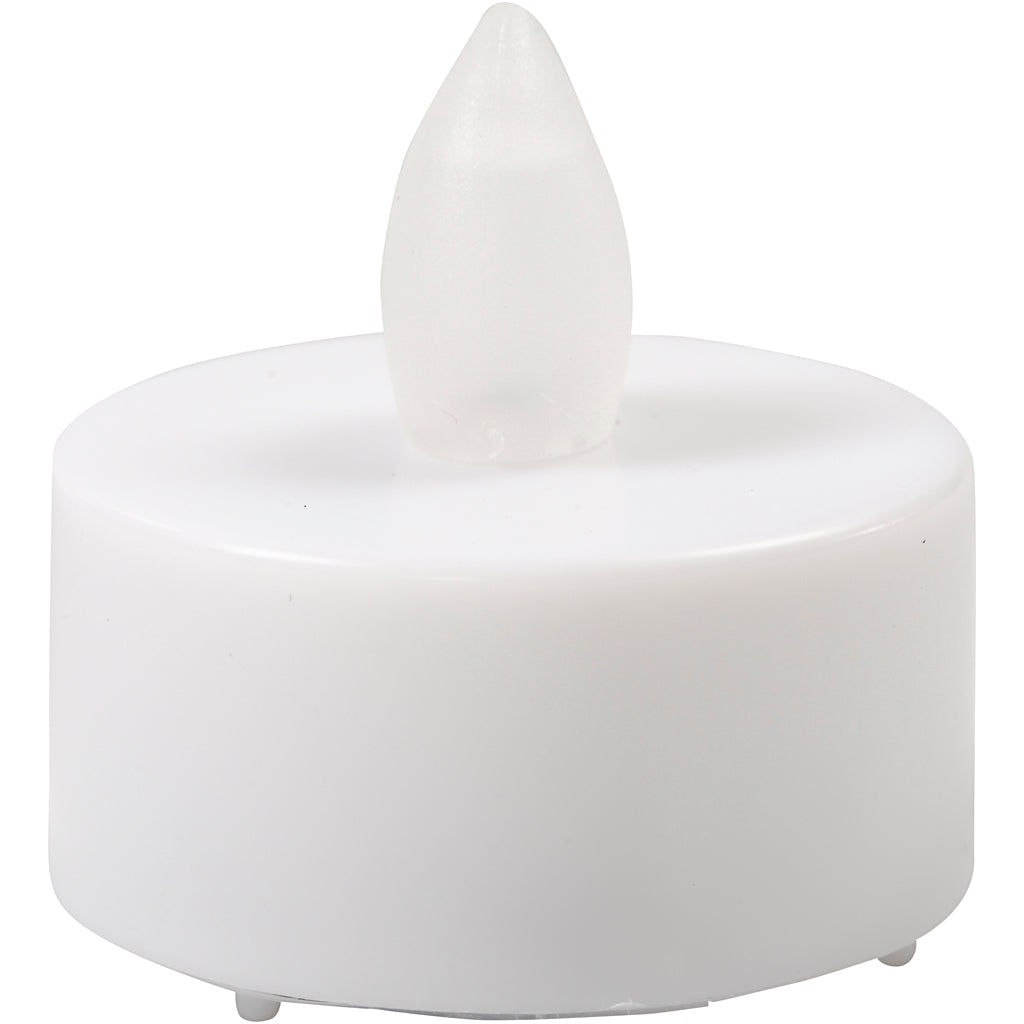 Creativ company Bougies chauffe-plat LED, h : 35 mm, d 38 mm, blanc, 24 pièces 1 boîte