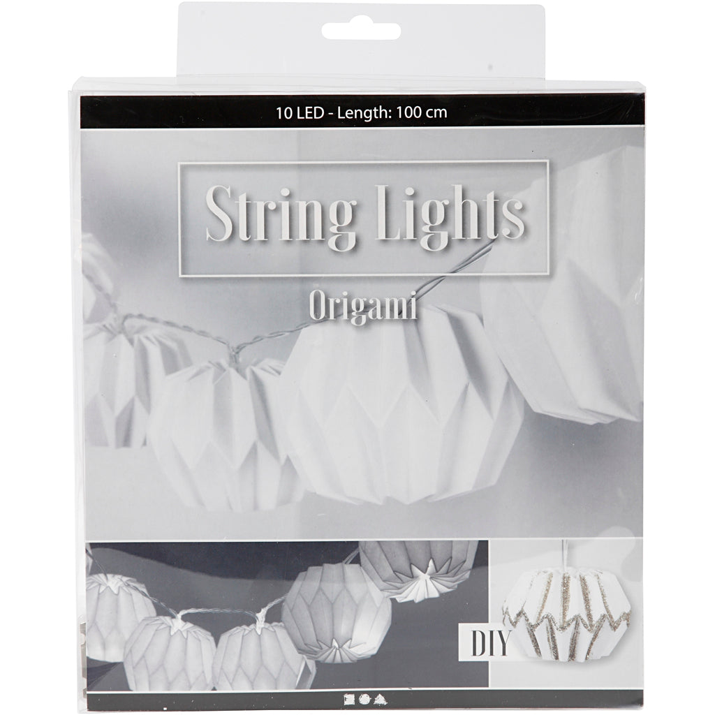 Creativ company Guirlande lumineuse LED avec abat-jour, ronde, h : 55 mm, l : 100 cm, d 75 mm, blanc, 1 pièce