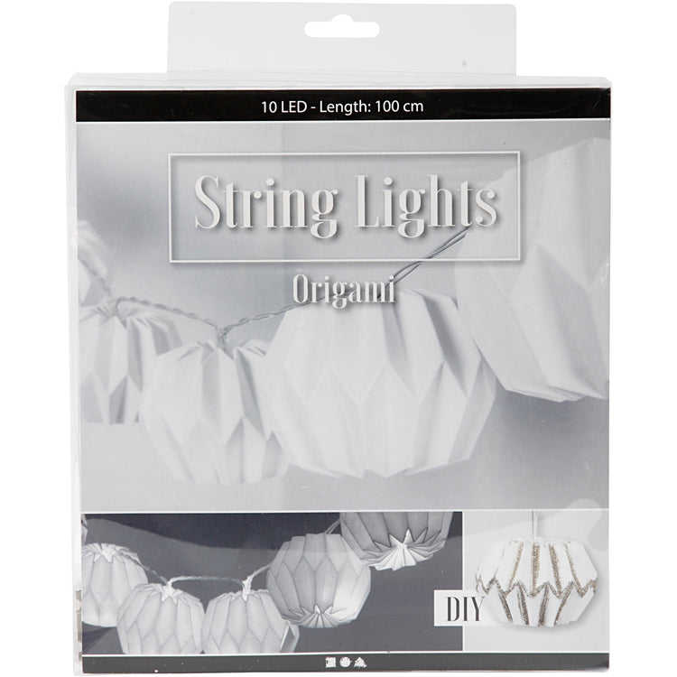 Creativ company Guirlande lumineuse LED avec abat-jour, ronde, h : 55 mm, l : 100 cm, d 75 mm, blanc, 1 pièce