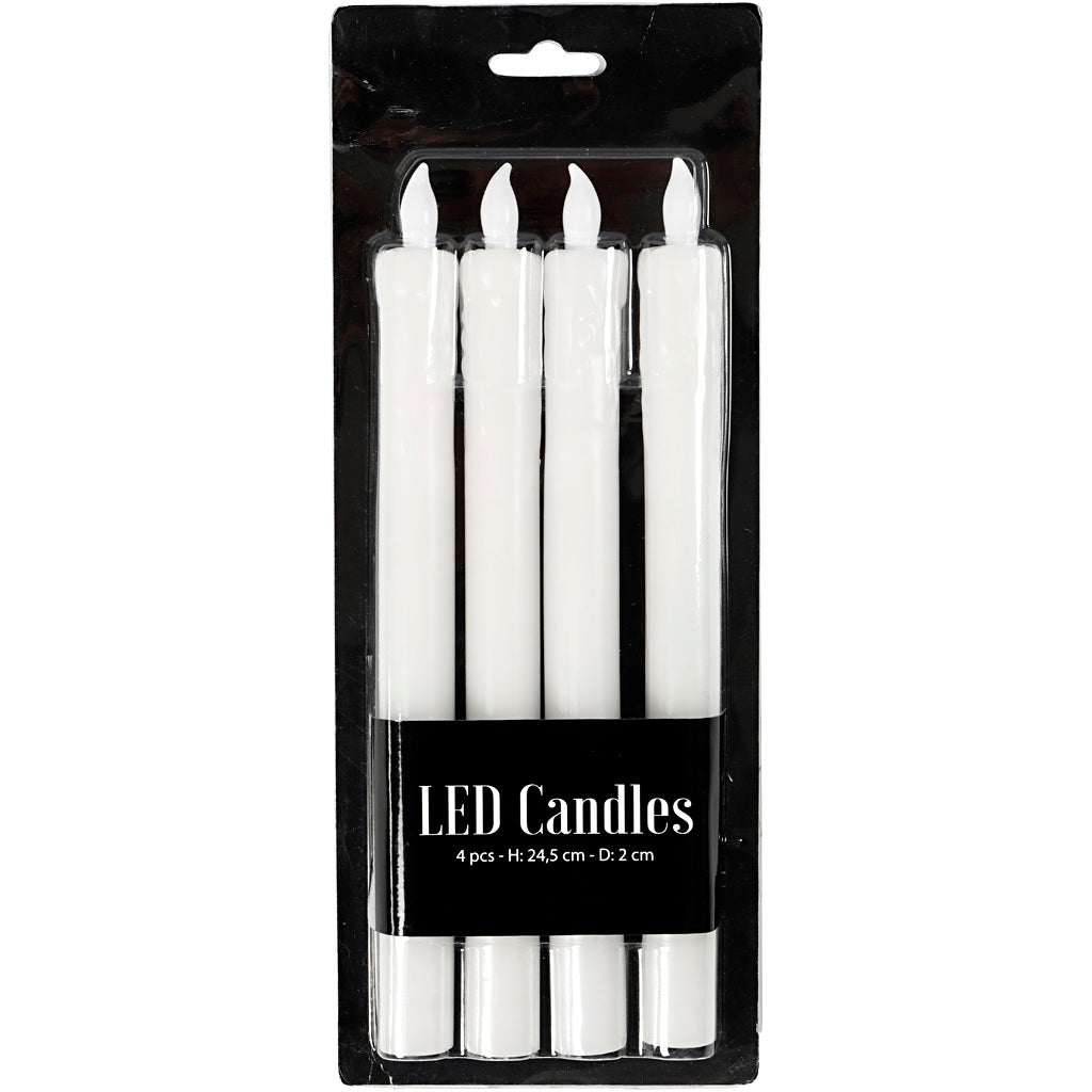 Bougies LED Creativ company, h : 24,5 cm, d 20 mm, 4 pièces 1 boîte