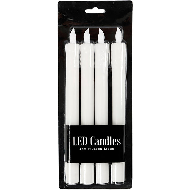 Bougies LED Creativ company, h : 24,5 cm, d 20 mm, 4 pièces 1 boîte