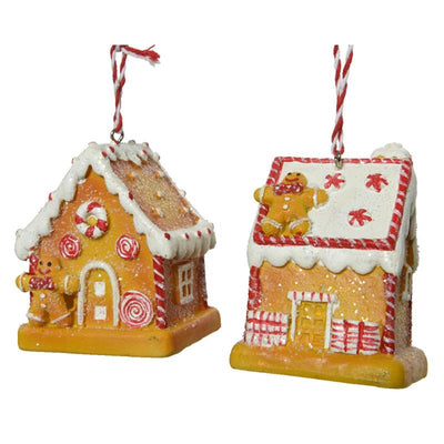 Decoris Pendentif Noël maison de bonbons polyrésine h7,5cm