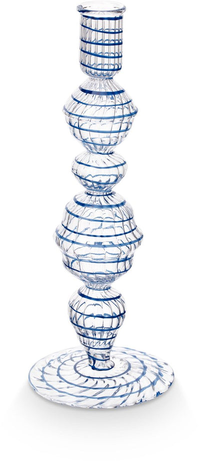 Pip studio chandelier tourbillon - bougeoir en verre - bleu foncé - 22cm