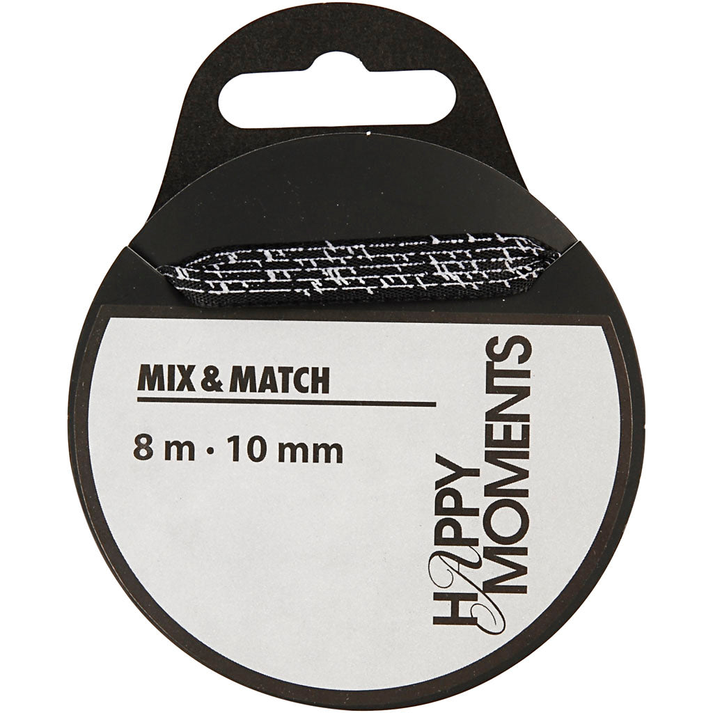 Ruban de satin Creativ company, l: 10 mm, noir, 8 m 1 rouleau