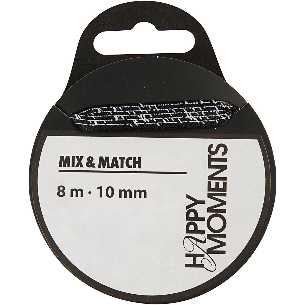 Ruban de satin Creativ company, l: 10 mm, noir, 8 m 1 rouleau