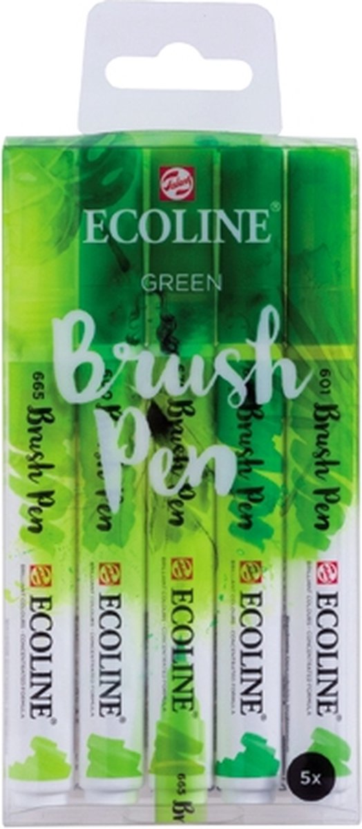Set de stylos pinceaux Ecoline vert | 5 couleurs