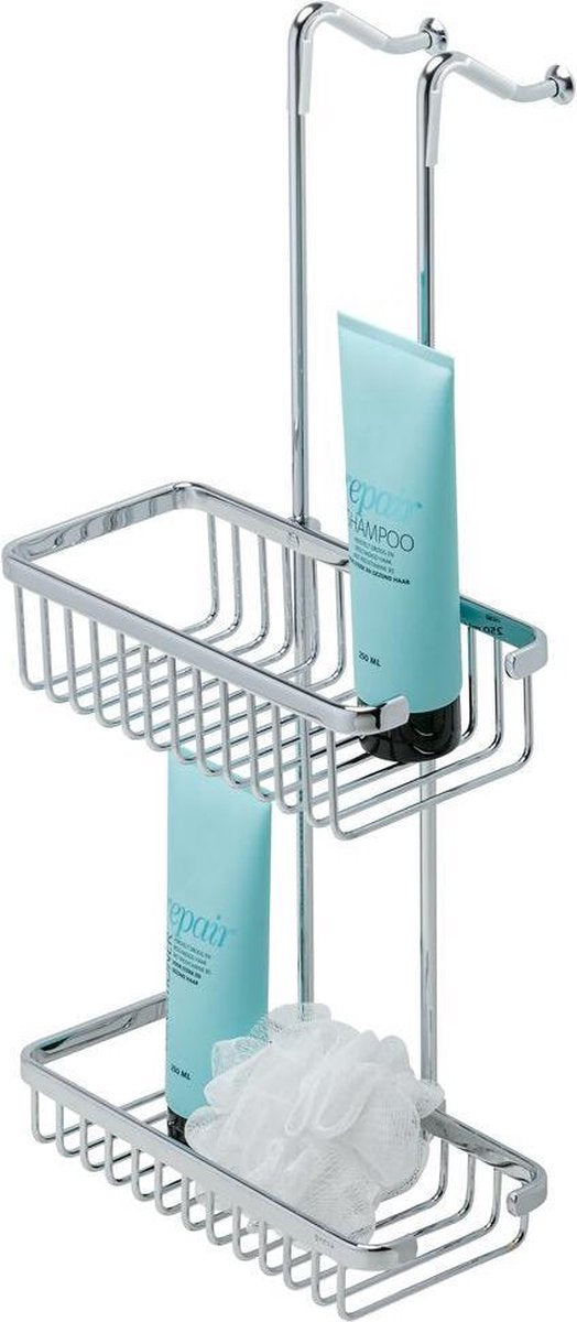 Support de douche suspendu panier Geesa - double - 26,5 cm - chrome