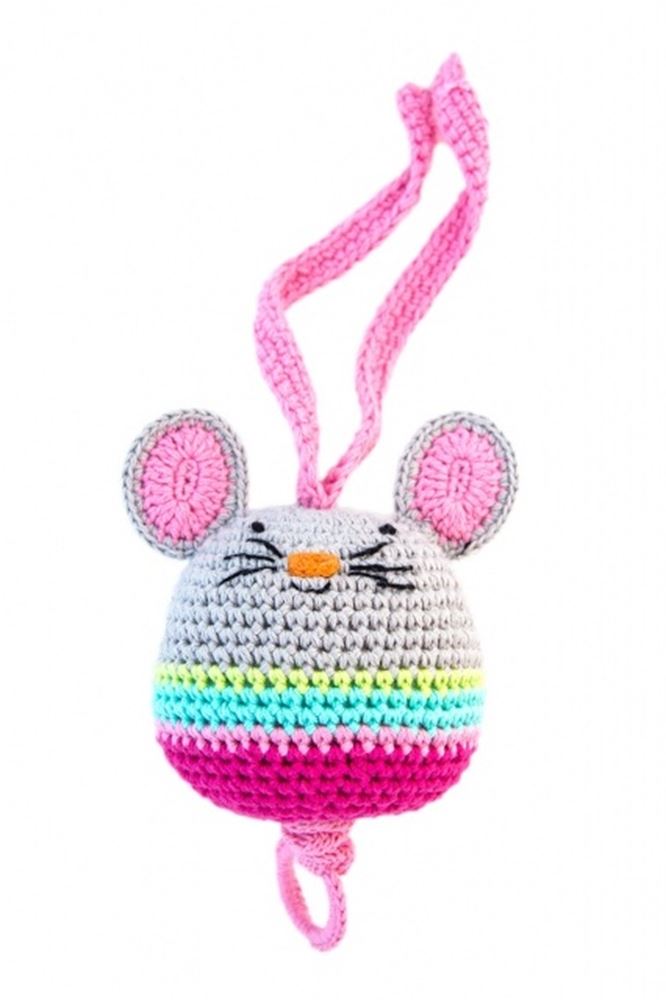 Souris au crochet musical rose (3 pcs)