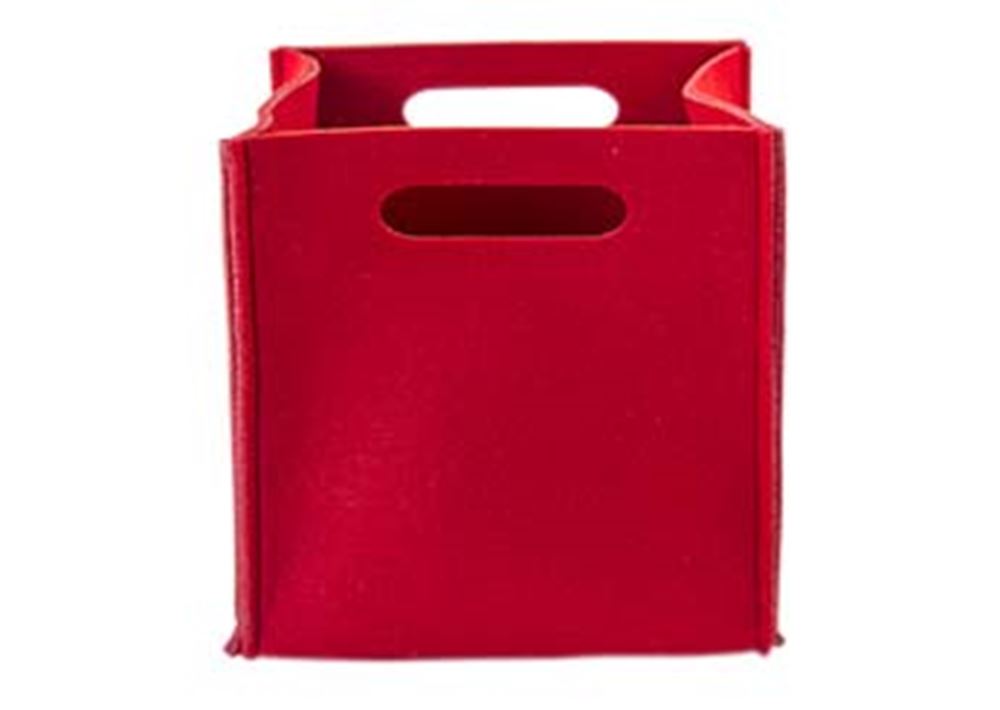 Boîte de rangement feutre 20x20 cm rouge