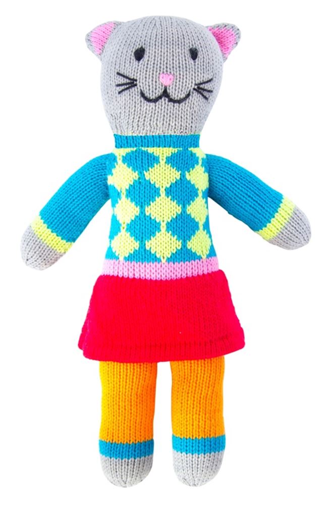 Peluche chat tricoté Tess 36 cm