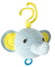 Musique éléphant au crochet bleu clair. 3+