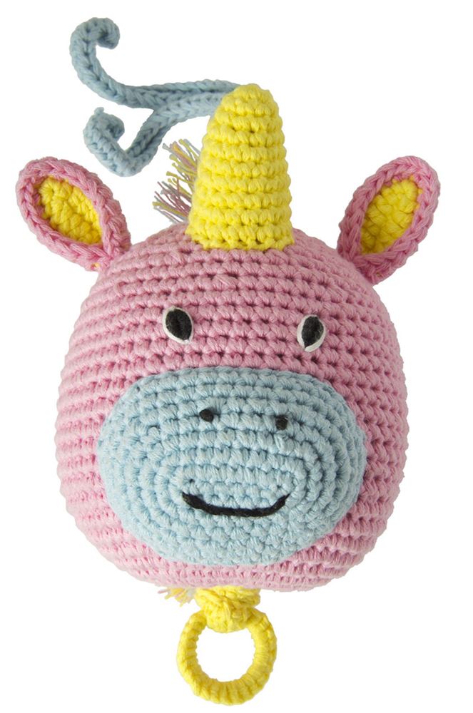 Musique licorne rose au crochet. 3+