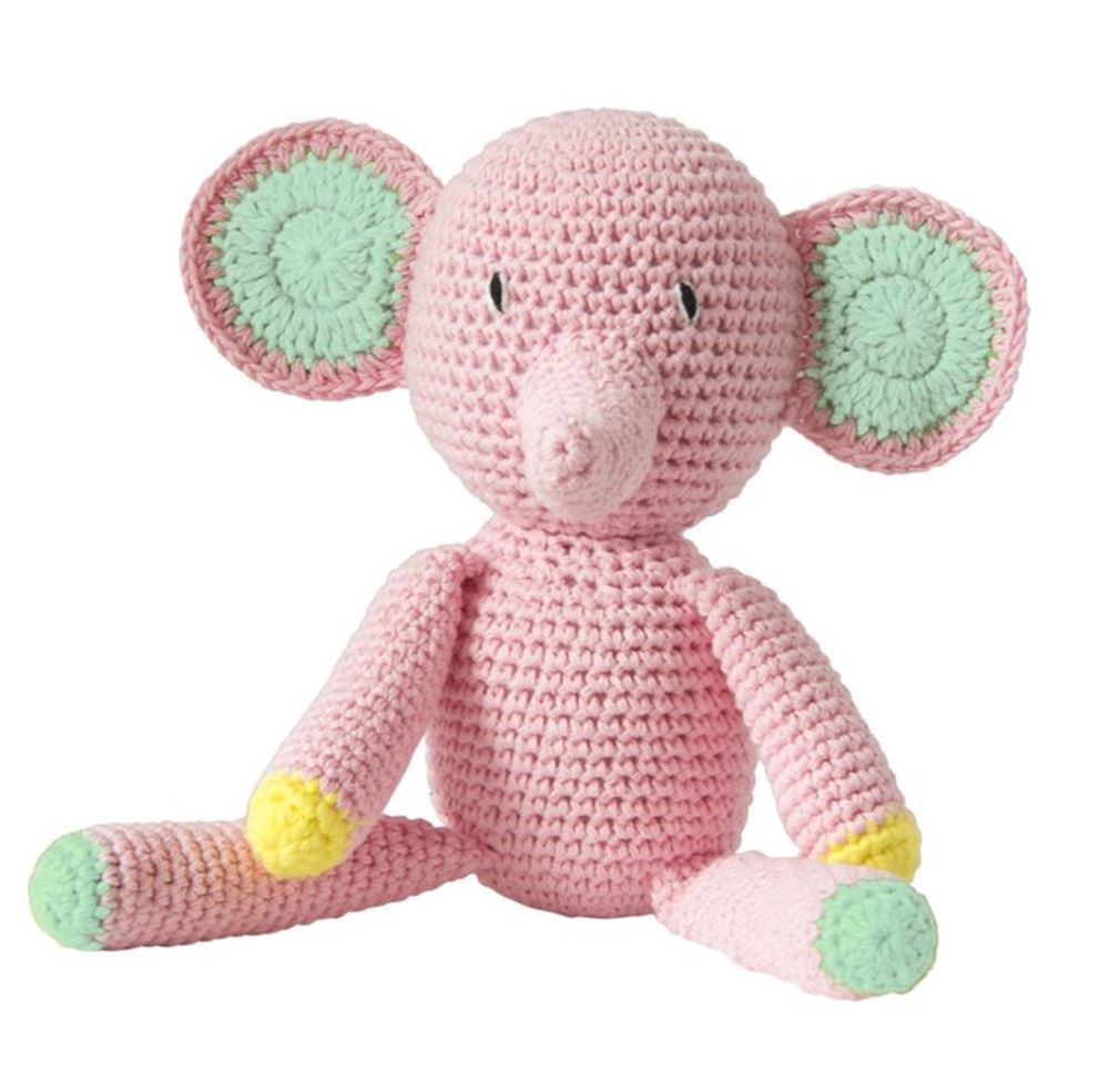 Peluche éléphant au crochet rose