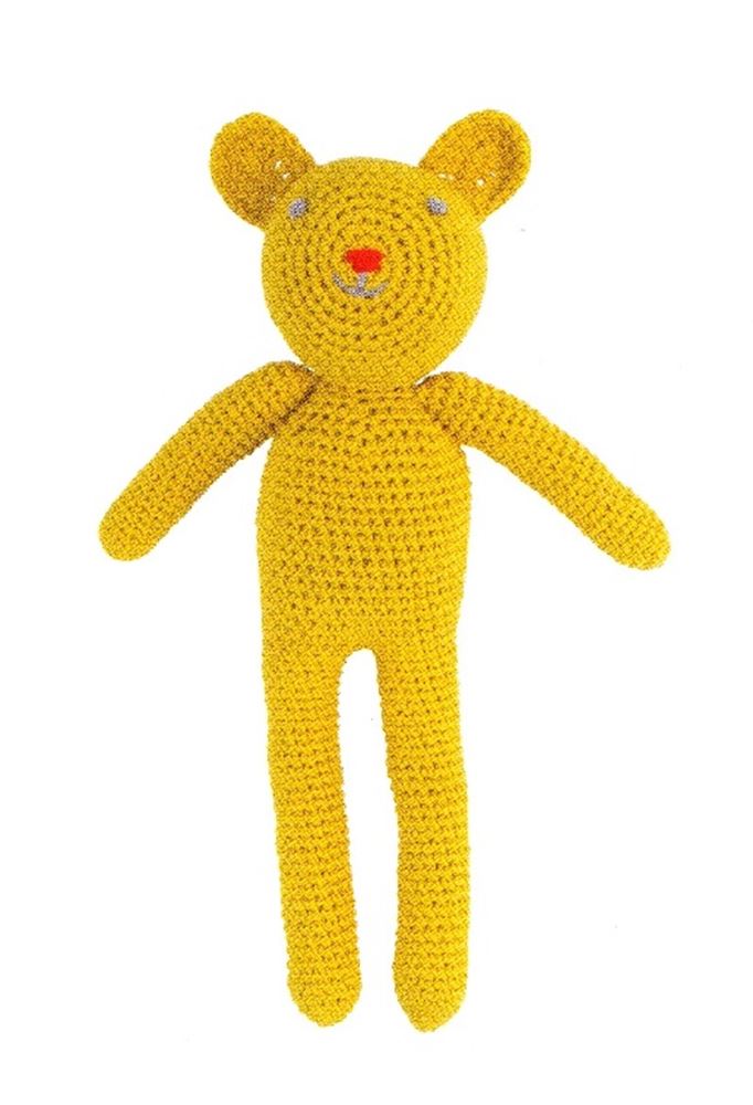 Peluche ours au crochet Bobby jaune (3 pcs)