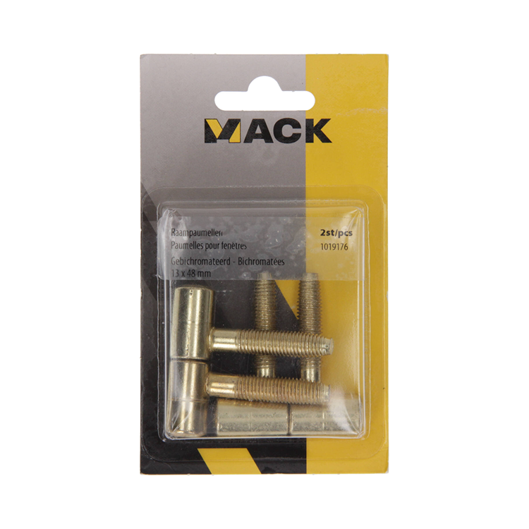 Mack 1019176 - 2 charnières de fenêtre bichromatées 13x48mm | 5 pièces