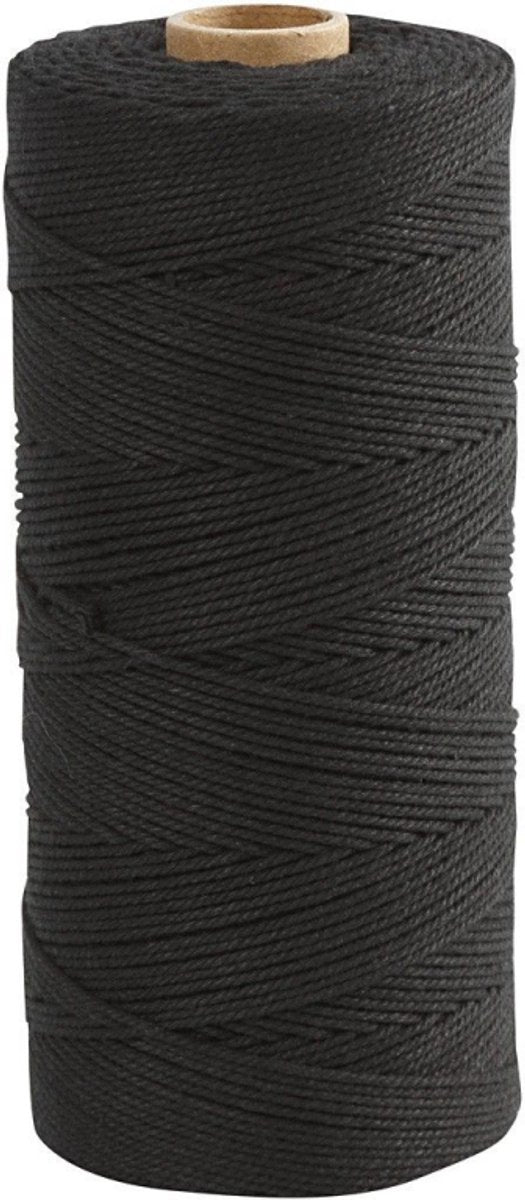 Cordon macramé Creativ company, l: 315 m, épaisseur 1 mm, fin qualité 12 12, noir, 220 gr 1 pelote