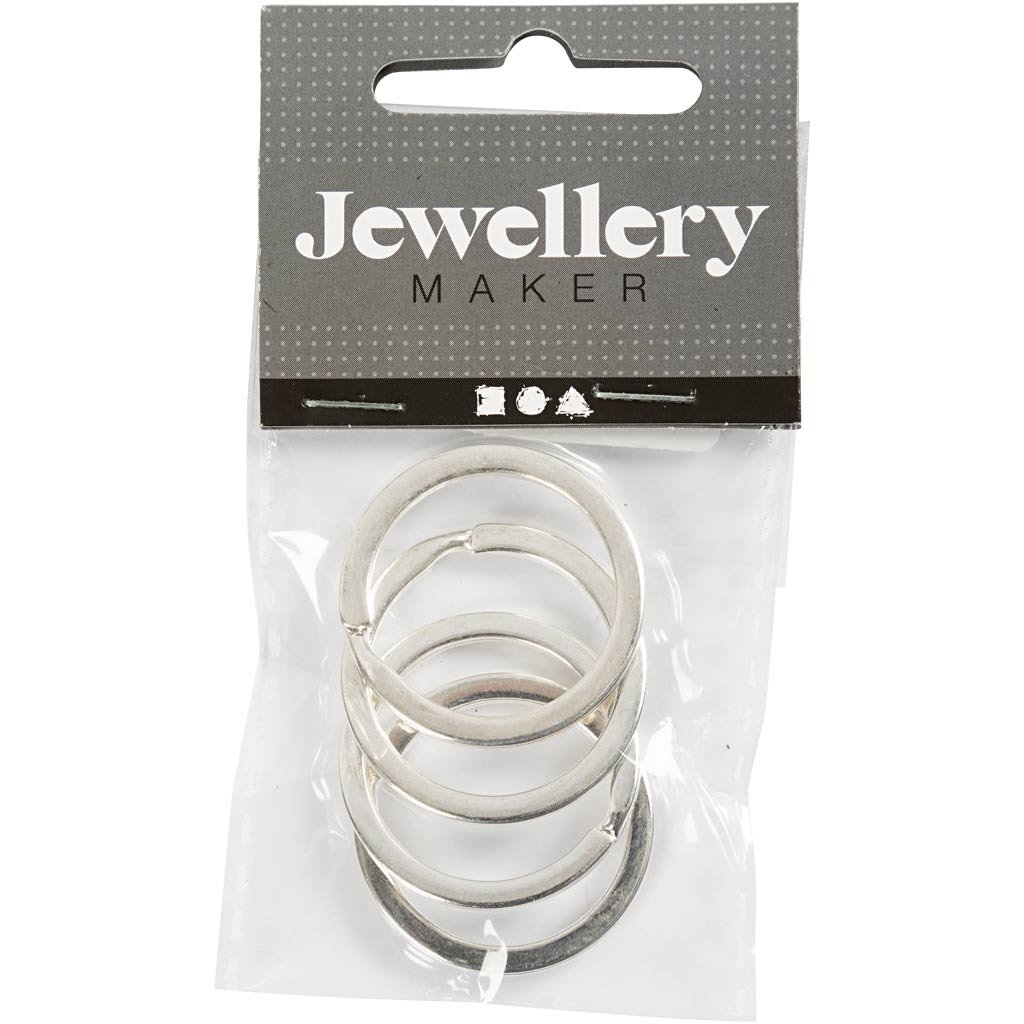 Porte-clés Creativ company, d 28 mm, plaqué argent, 4 pièces 1 boîte