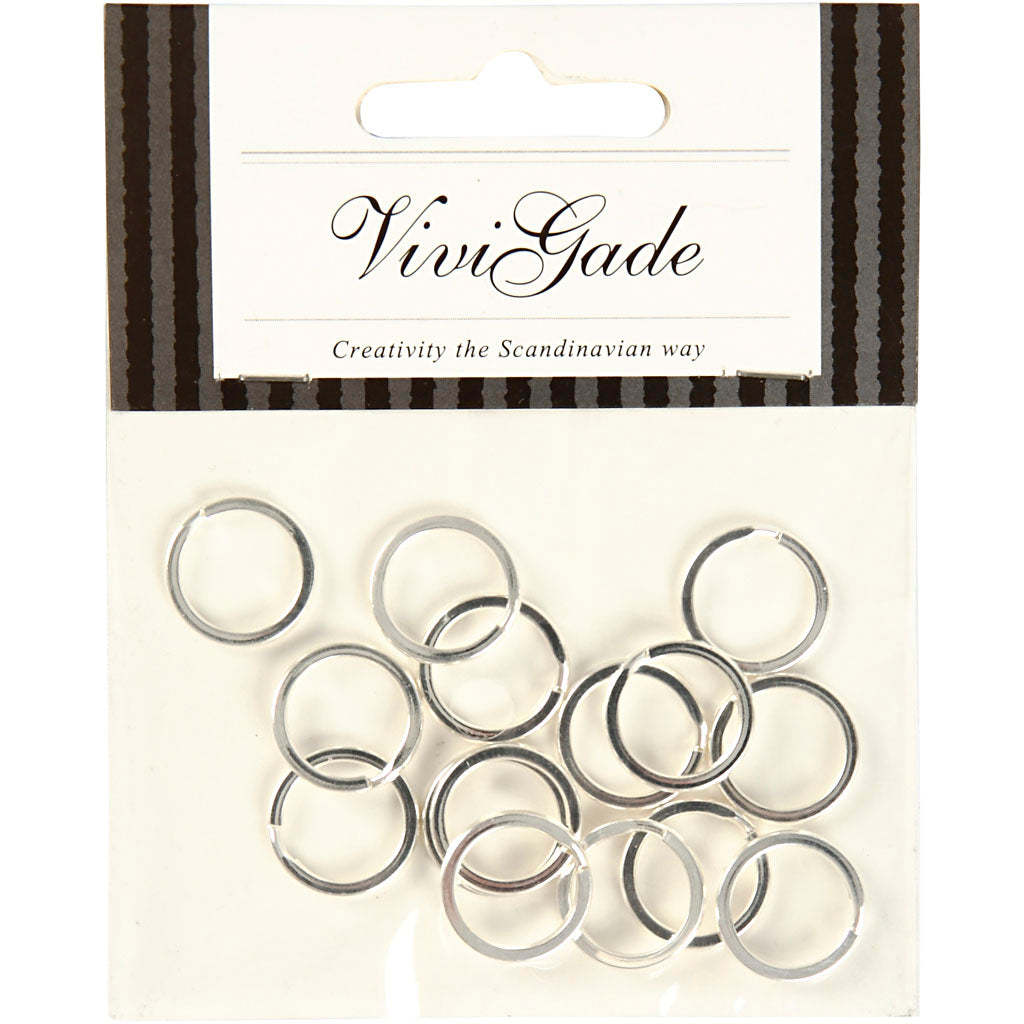 Bague fendue Vivi Gade, d 15 mm, plaqué argent, 15 pièces 1 boîte