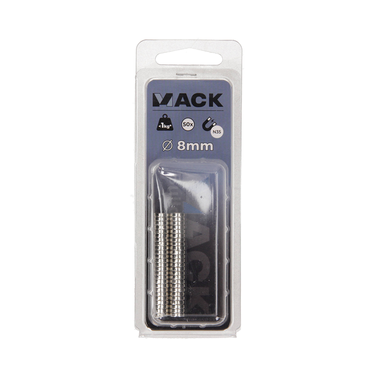 Mack 1076871 - disques aimants néodyme 8mm*2mm (n35) - argent 50pcs | 4 pièces