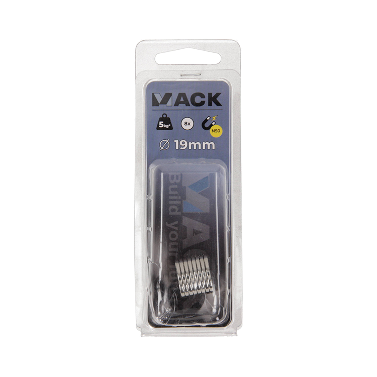 Mack 1076875 - disques aimants néodyme 19mm*2mm (n50) - argent 8pcs | 4 pièces