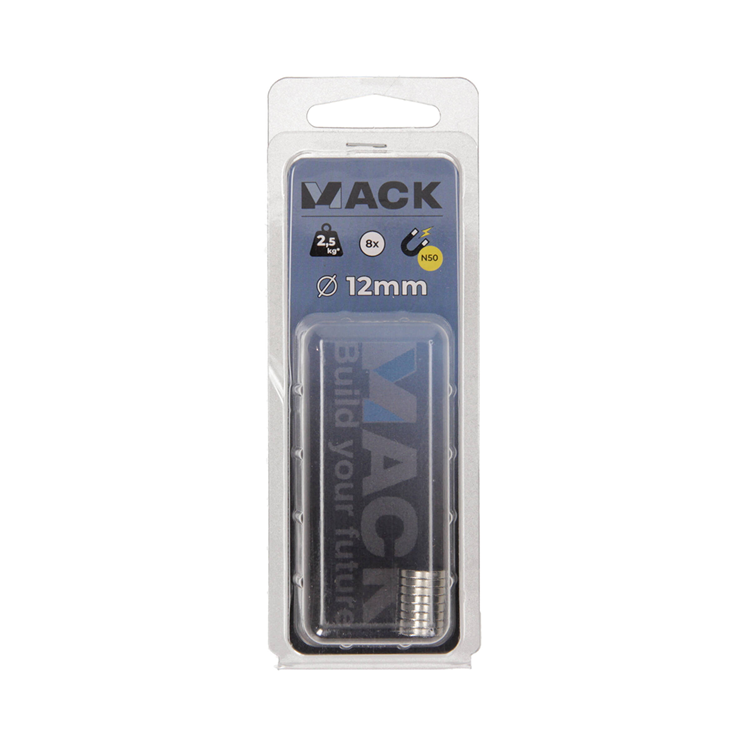 Mack 1076877 - disques aimants néodyme 12mm*2mm (n50) - argent 8pcs | 4 pièces