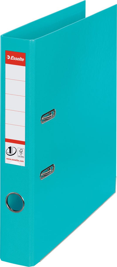 Classeur A4 en plastique Esselte no.1 power avec porte-étiquette - 2 anneaux - largeur de dos de 50 mm - capacité de 350 feuilles - turquoise