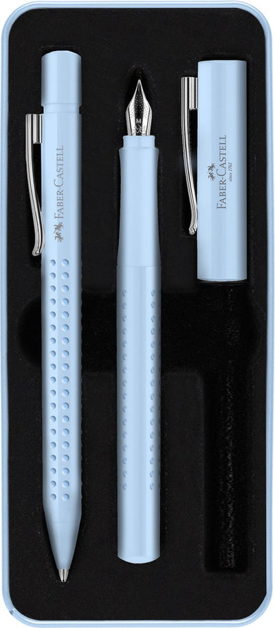 Faber-castell coffret cadeau - stylo bille et stylo plume grip 2010 harmonie - bleu ciel - fc-201524