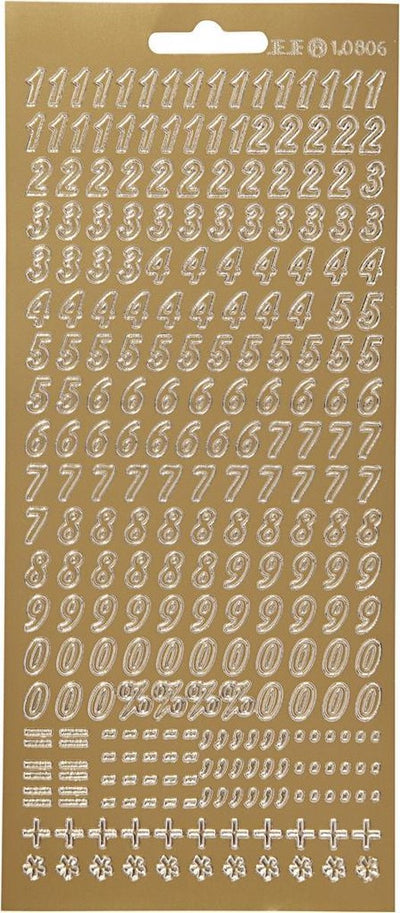 Creativ company autocollants, chiffres, feuille 10x23 cm, or, 1 feuille