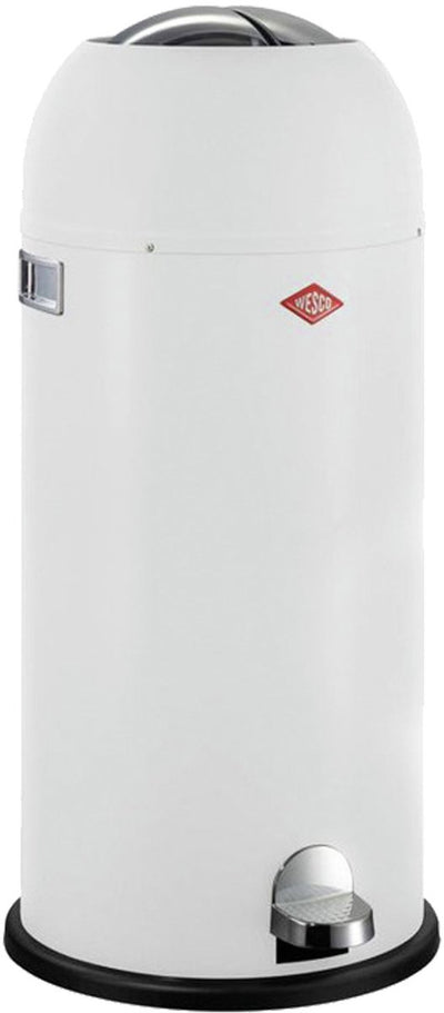 Wesco kickmaster maxi poubelle | poubelle à pédale | 40 litres | métal - blanc mat | poubelle - fabriquée en Allemagne