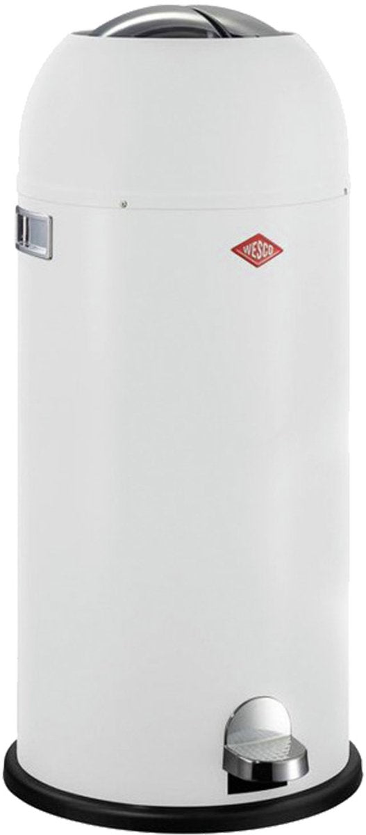 Wesco kickmaster maxi poubelle | poubelle à pédale | 40 litres | métal - blanc mat | poubelle - fabriquée en Allemagne