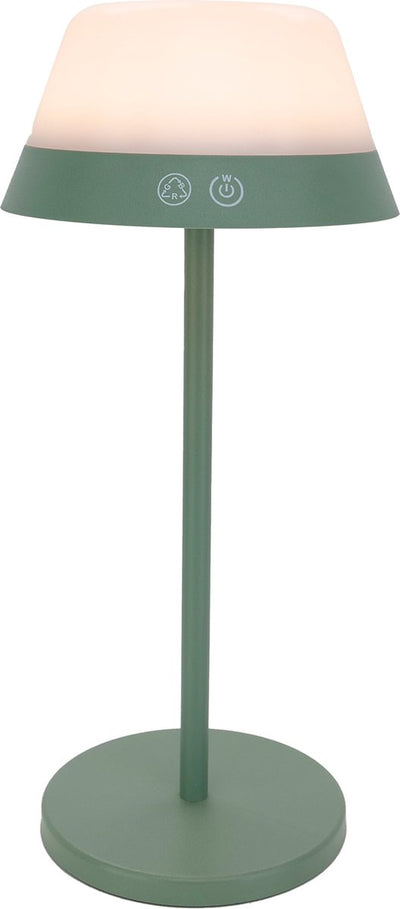 Lampe de table Eglo meggiano - variateur tactile - sans fil - 32 cm - vert blanc - lumière blanche rgb réglable - rechargeable - extérieur et intérieur