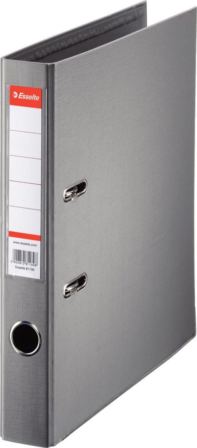 Classeur A4 en plastique Esselte no.1 power avec porte-étiquette - 2 anneaux - largeur de dos de 50 mm - capacité de 350 feuilles - gris