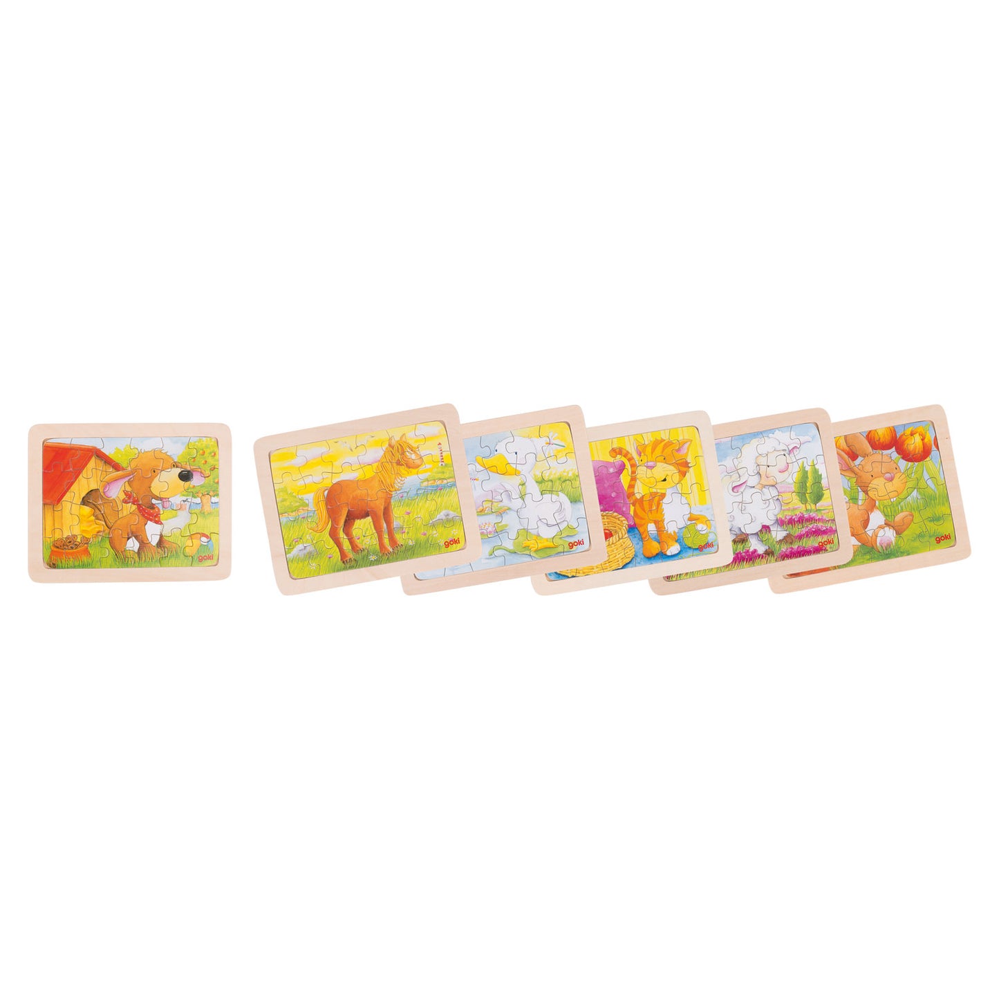 Goki Wooden Puzzles Animaux, ensemble de 6