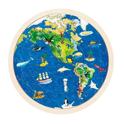 GOKI Globe de puzzle en bois à double face, 57e.
