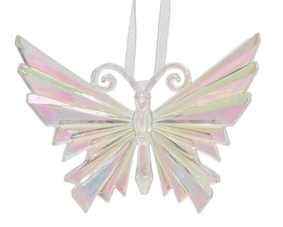 Decoris Pendentif de Noël papillon en plastique irisé