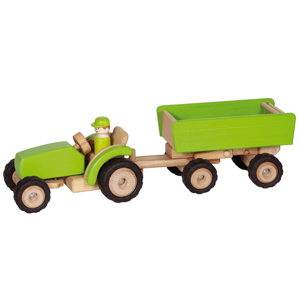 GOKI TRACTEUR DE BOIS GREEN avec remorque