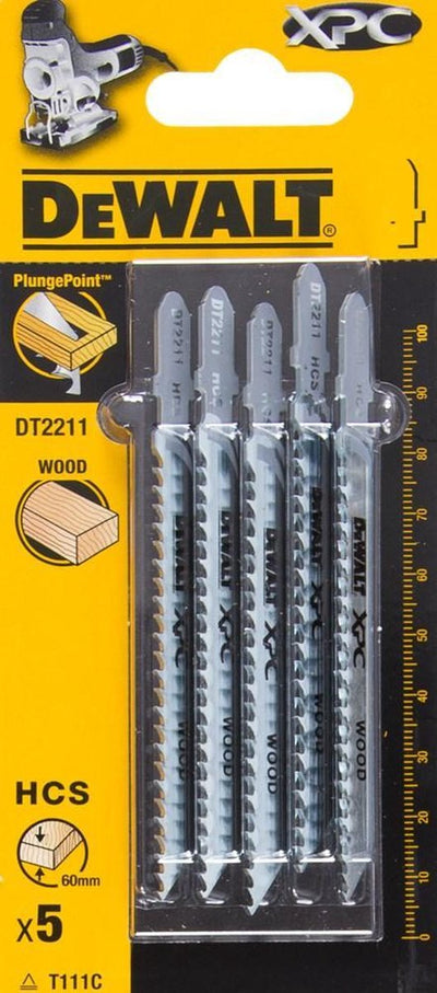Dewalt dt2211 hcs lame de scie sauteuse xpc - espacement des dents 3,1 mm - bois (5pcs)