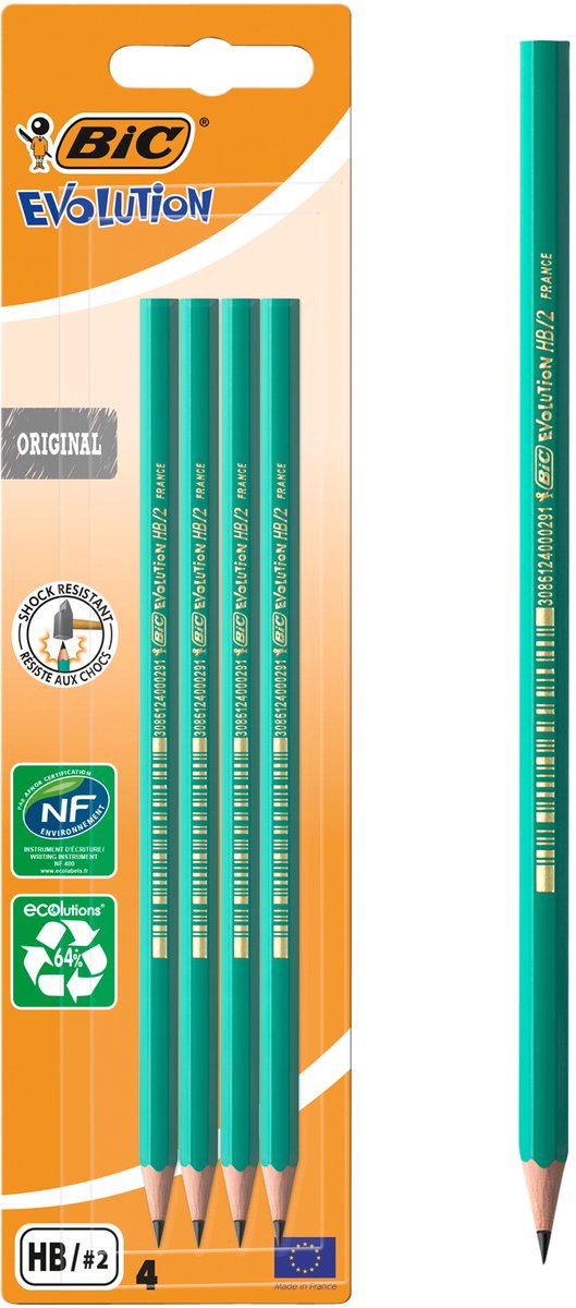 Bic conté crayon ecolutions évolution blister de 4 pièces