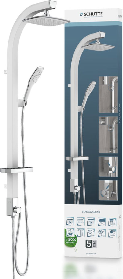 Schütte schütte douche de pluie section Madagascar blanc et chrome -colored