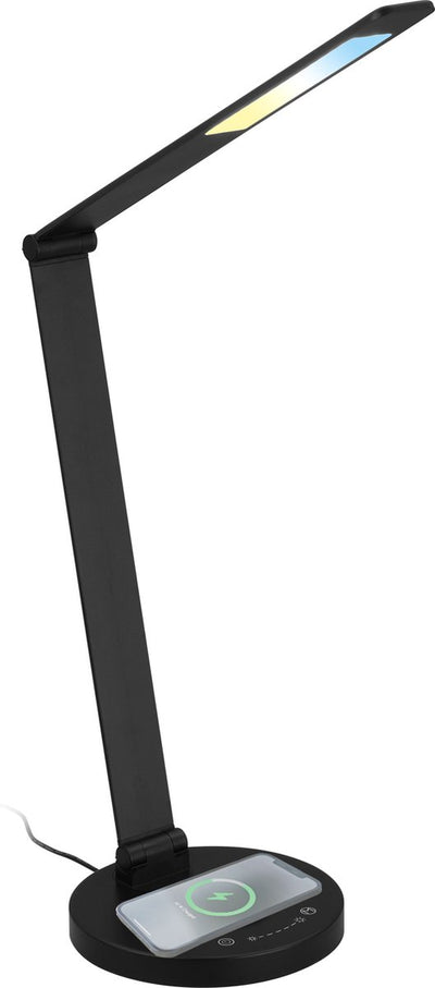 Briloner cuma - Lampe de bureau LED - avec plateau de chargement inductif - dimmable - tactile - fonction mémoire - Contrôle de la température de couleur CCT - ø18 x 44 cm - noir