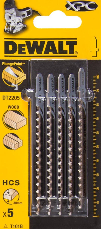 Dewalt dt2205 hcs lame de scie sauteuse xpc - espacement des dents 2,5 mm - bois (5pcs)