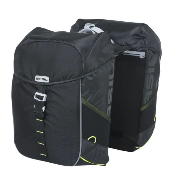 Basil Double Bicycle Bag Miles 34 litres 13 x 26 x 35 cm (2x) Lime noire