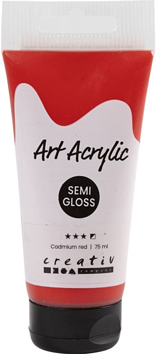 Peinture acrylique Creativ company, semi-brillante, semi-opaque, rouge cadmium, 75 ml 1 flacon