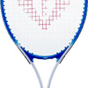 Racket de tennis avec couverture et 2 balles bleues