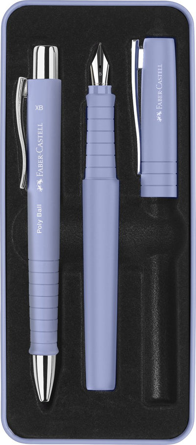 Faber-castell giftbox poly pen - avec stylo à bille et stylo plume - iris pâle - fc-241051