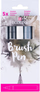 Bruynzeel – ensemble de stylos pinceaux ecoline, ombre, 5 couleurs