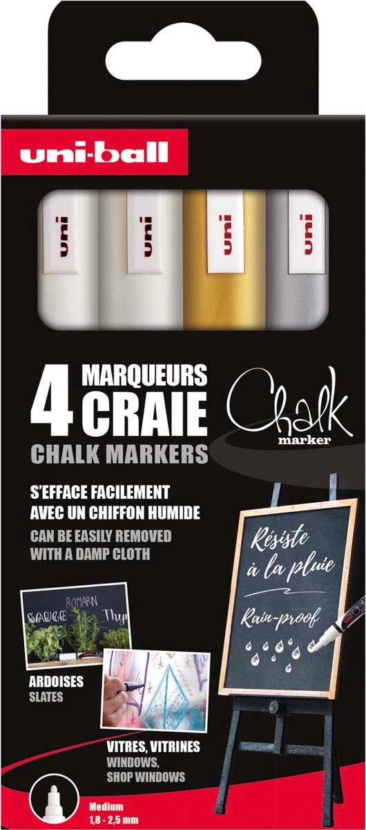 Uni-ball chalk marker | point rond 1 | 8 - 2 | 5mm | case of 4 pieces | assorted